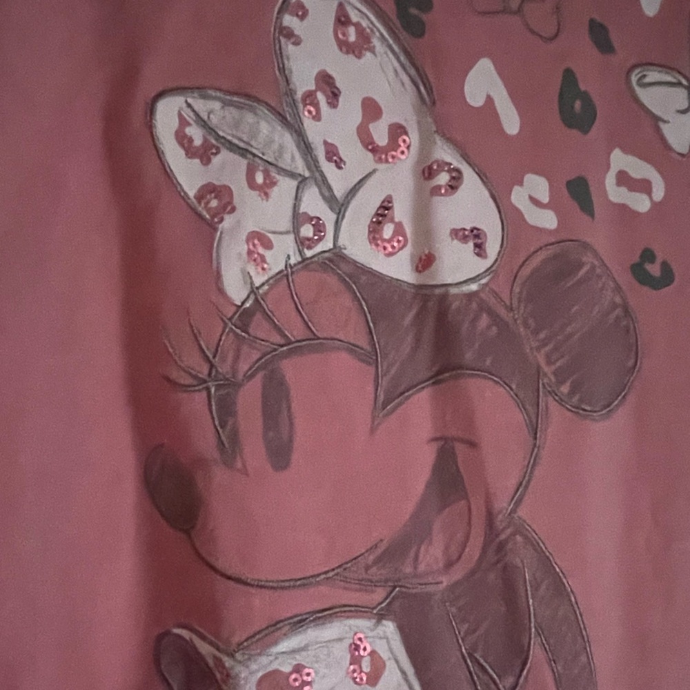 Disney Minnie Mouse long sleeved pullover with leopard print detail. - Picture 2 of 4